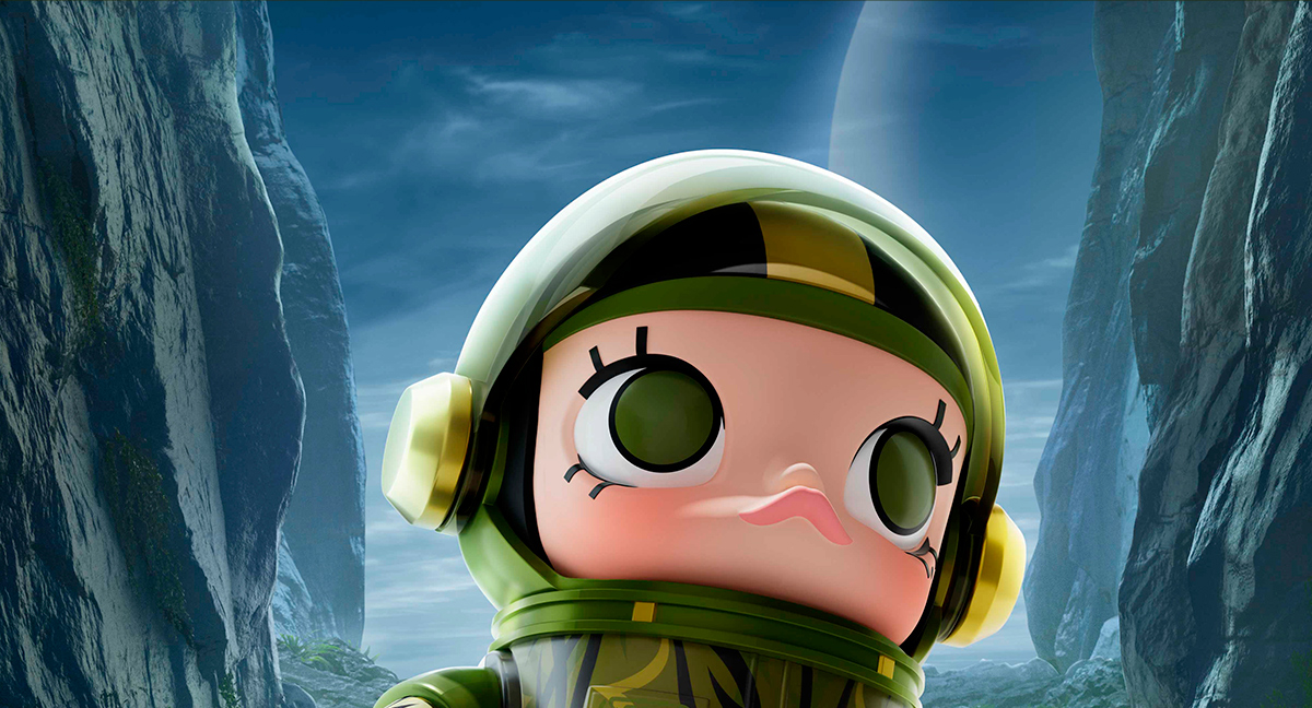 MEGA SPACE MOLLY 100%CLOT-OLIVE ALIENEGRA - POP MART (Thailand)