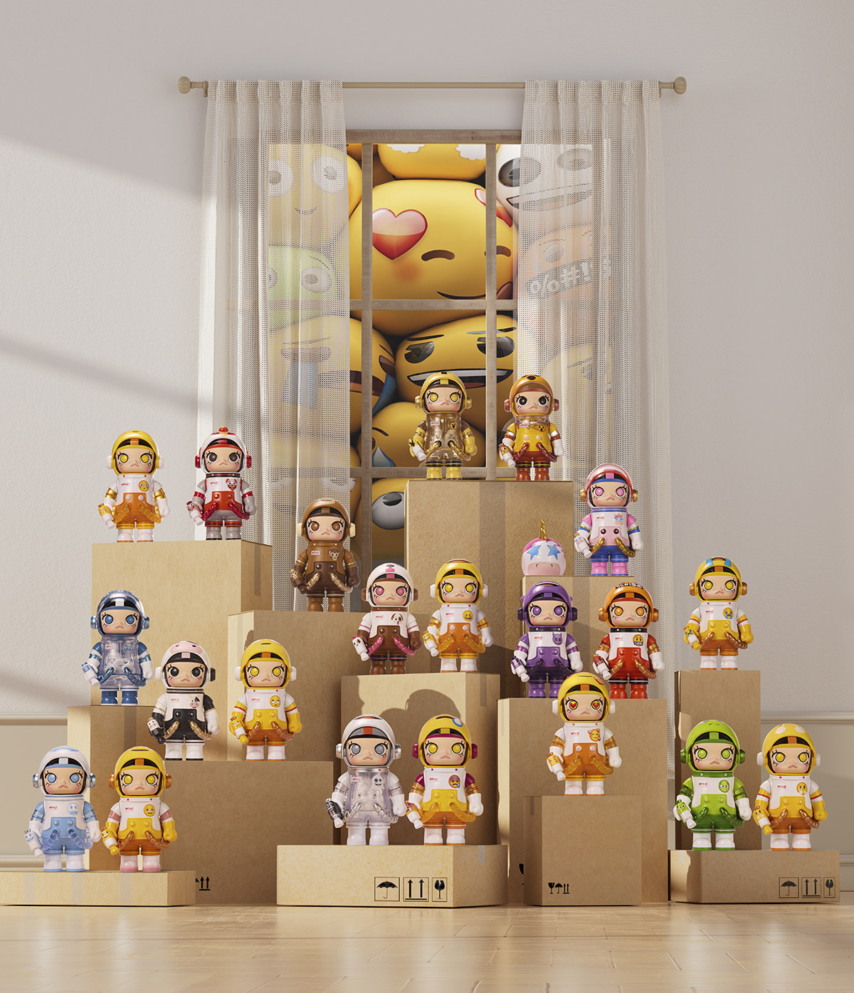 popmart MEGA SPACE MOLLY 100% × emoji MEGA SPACE MOLLY 100% × emoji™ Series - POP MART (Thailand)