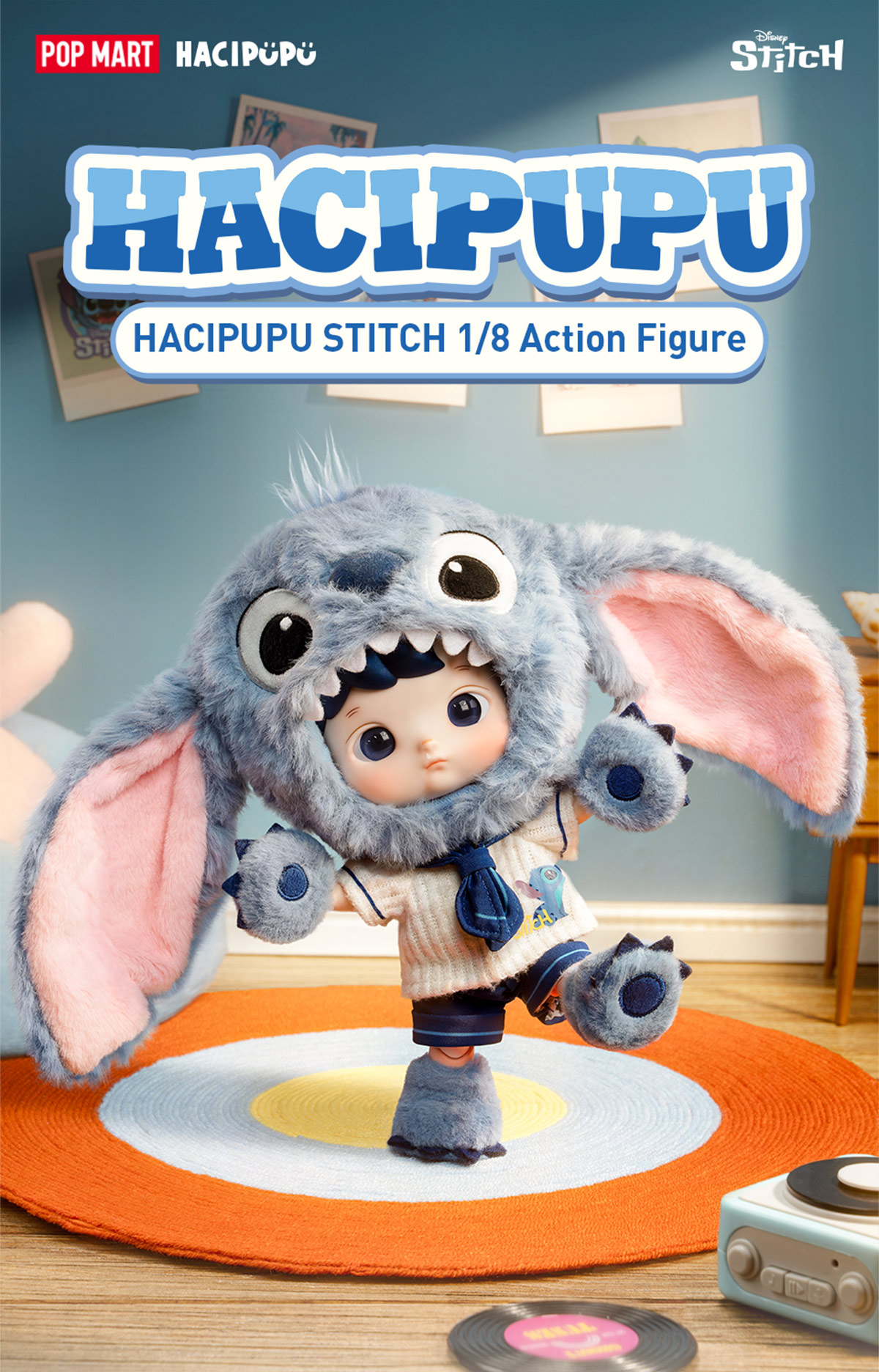 POP MART HACIPUPU スティッチ 1/8 アクションフィギュア HACIPUPU STITCH 1/8 Action Figure - POP MART (Thailand)