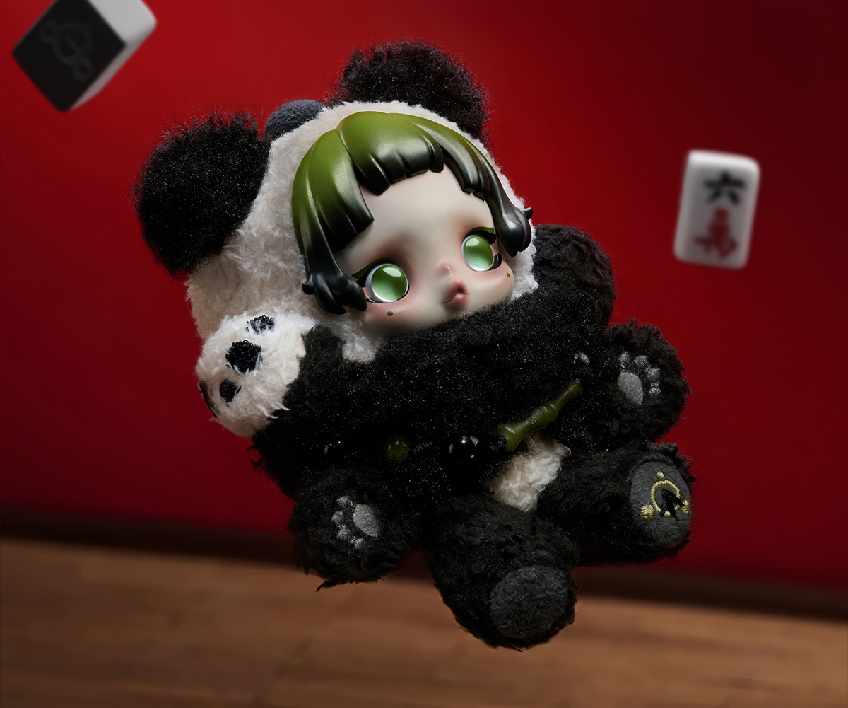 SKULLPANDA Lazy Panda Plush Doll Pendant - POP MART (Thailand)