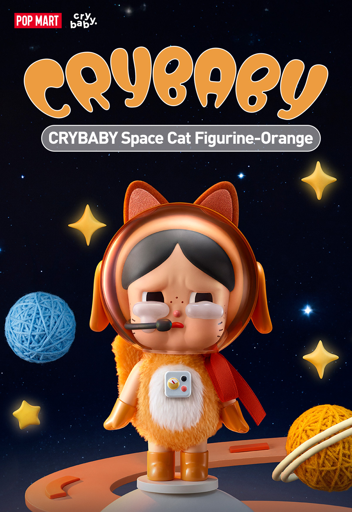 Crybaby Space Cat Figurine-Orange - POP MART (Thailand)