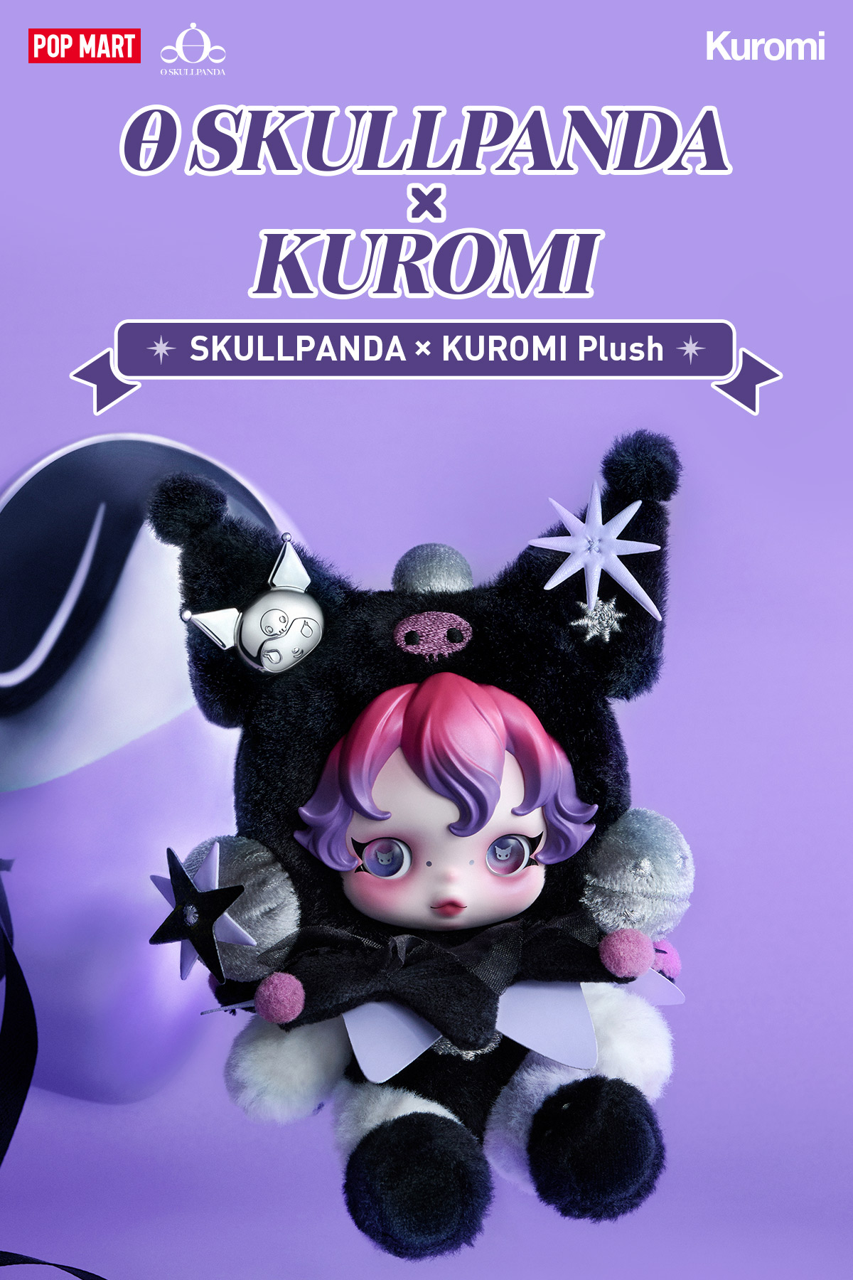 SKULLPANDA × KUROMI Plush - POP MART (Thailand)