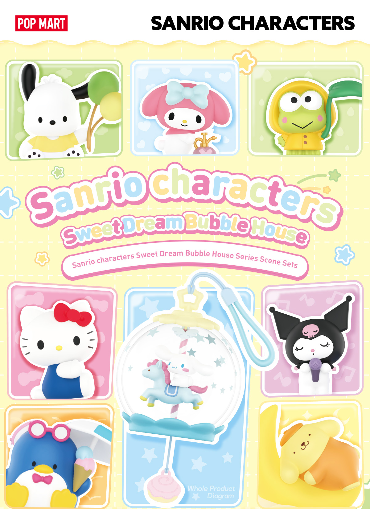POP MART Sanrio Sweet Dream Bubbleブラインド Sanrio characters Sweet Dream Bubble House Series Scene Sets | POP