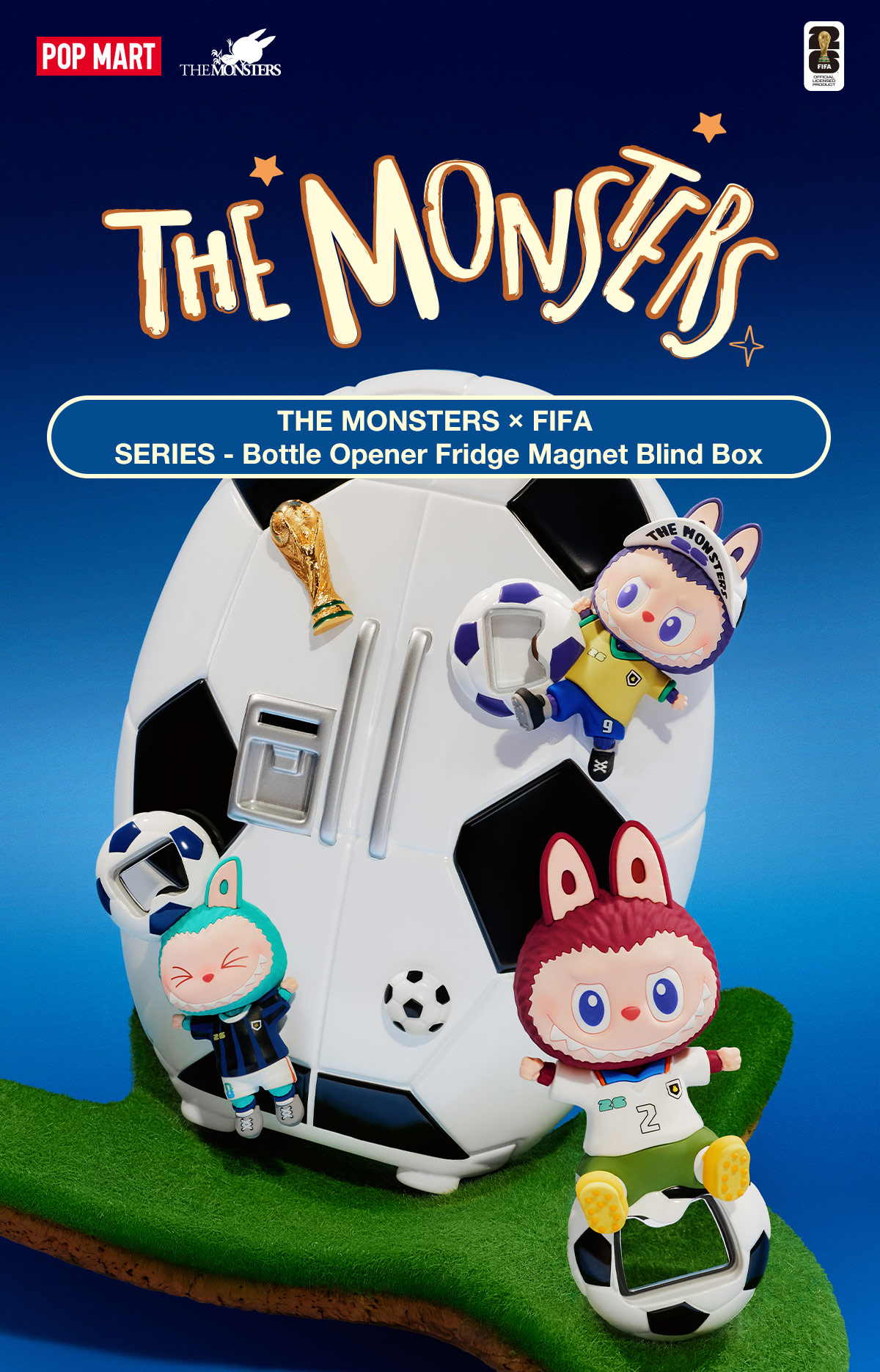 THE MONSTERS × FIFA SERIES - Bottle Opener Fridge Magnet Blind Box